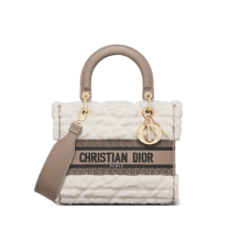 Dior Medium Lady D-Lite Bag Ecru Cannage Lambskin Shearling