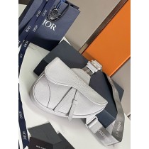 Dior Men Saddle Bag White Grained Calfskin