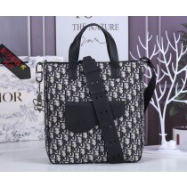 Dior Men Saddle Tote Bag With Shoulder Strap Oblique Black
