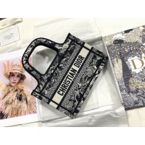 Dior Mini Dior Book Tote Black Toile de Jouy Embroidery