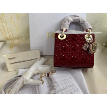 Dior Mini Lady Dior Bag Cherry Red Patent Cannage Calfskin