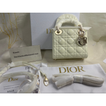 Dior Mini Lady Dior Bag Patent Cannage Calfskin White