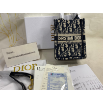 Dior Mini Vertical Dior Book Tote with Strap Blue Dior Oblique Embroidery