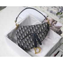Dior Saddle Bag with Strap Blue Dior Oblique Jacquard