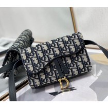 Dior Saddle Belt Pouch Blue Dior Oblique Jacquard