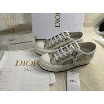 Dior Women Walk'n'Dior Platform Sneaker Embroidery White Gold