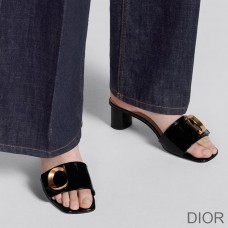 C'est Dior Heeled Slides Women Patent Leather Black - Dior Bag Outlet Official