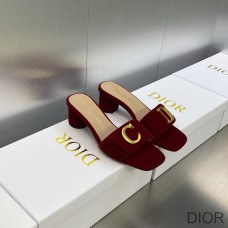 C'est Dior Heeled Slides Women Velvet Red - Dior Bag Outlet Official