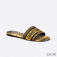 Christian Dior Bag Outlet For Sale Christian Dior Dway Slides Women Jute Check'n'Dior Motif Canvas Yellow - Dior Bag Outlet Official