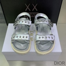 DiorAct Sandals Women Lambskin With Rivets Silver - Dior Bag Outlet Official