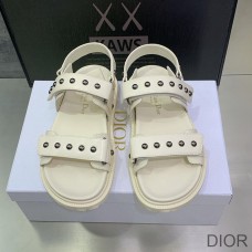 DiorAct Sandals Women Lambskin With Rivets White - Dior Bag Outlet Official