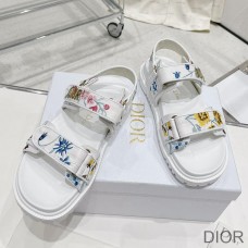DiorAct Sandals Women Petites Fleurs Technical Fabric White - Dior Bag Outlet Official