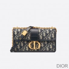 Dior 30 Montaigne East-West Bag With Chain Oblique Motif Canvas Blue - Dior Bag Outlet Official