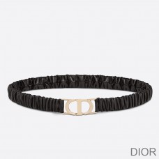 Dior 30 Montaigne Stretch Belt Pleated Lambskin Black/Gold - Dior Bag Outlet Official