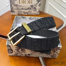 Dior Belt Oblique Motif Canvas Black/Gold - Dior Bag Outlet Official