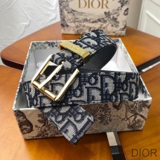 Dior Belt Oblique Motif Canvas Blue/Gold - Dior Bag Outlet Official