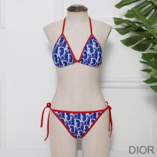 Dior Bikini Women Oblique Jacquard Cotton Blue/Red - Dior Bag Outlet Official