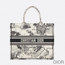 Dior Book Tote Toile de Jouy Zodiac Motif Canvas White - Dior Bag Outlet Official