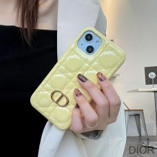 Dior CD iPhone Case Cannage Patent Leather Yellow - Dior Bag Outlet Official