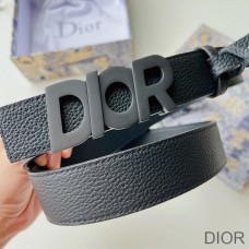 Dior Italic Buckle Reversible Belt Grained Calfskin Black - Dior Bag Outlet Official