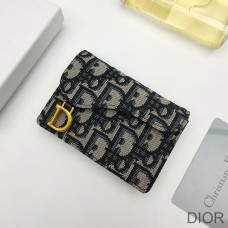 Dior Saddle Flap Card Holder Oblique Motif Canvas Blue - Dior Bag Outlet Official