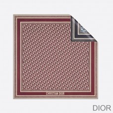 Dior Square Scarf Oblique Diortwin Silk Burgundy/Navy Blue - Dior Bag Outlet Official