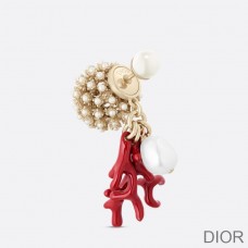 Dior Tribales Earrings Metal, Pearls, Freshwater Pearl and Lacquer Coral Gold/Red - Dior Bag Outlet Official