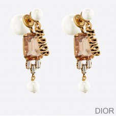 Dior Tribales Earrings Metal, White Resin Pearls And Crystals Brown - Dior Bag Outlet Official
