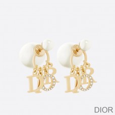 Dior Tribales Earrings Metal, White Resin Pearls and White Crystals Gold - Dior Bag Outlet Official