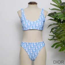 Dior Two-Piece Swimsuit Women Oblique Jacquard Lycra Sky Blue - Dior Bag Outlet Official