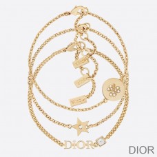 Dior evolution Bracelet Set Chain and White Crystals Gold