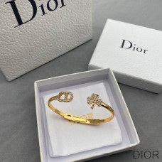 Dior evolution Cuff Bracelet Metal and White Crystals Gold
