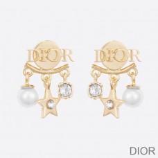 Dior evolution Earrings Metal, White Resin Pearls And White Crystals Gold