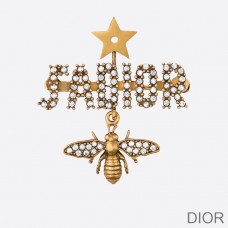 J'Adior Brooch with Bee Star White Crystals Gold - Dior Bag Outlet Official
