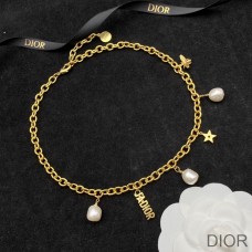 J'Adior Choker Metal, White Resin Pearls Gold - Dior Bag Outlet Official