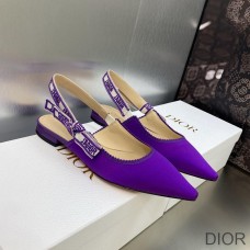 J'Adior Slingback Ballerina Flats Women Satin and Cotton Purple - Dior Bag Outlet Official