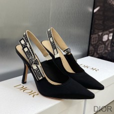 J'Adior Slingback Pumps Women Satin and Cotton Black - Dior Bag Outlet Official