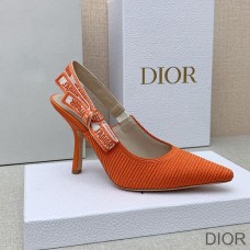 J'Adior Slingback Pumps Women Technical Fabric Orange - Dior Bag Outlet Official