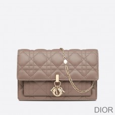 Lady Dior Chain Pouch Cannage Lambskin Khaki - Dior Bag Outlet Official