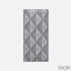 Large Dior Vertical Wallet CD Diamond Motif Canvas Grey - Dior Bag Outlet Official