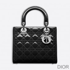 Medium Lady Dior Bag Patent Cannage Calfskin Black/Silver - Dior Bag Outlet Official