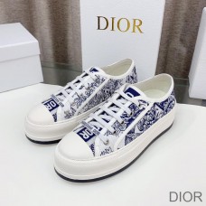 Walk'N'Dior Platform Sneakers Women Jardin d'Hiver Motif Canvas Blue - Dior Bag Outlet Official