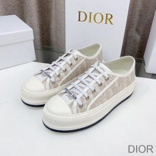 Walk'N'Dior Platform Sneakers Women Oblique Motif Canvas Khaki - Dior Bag Outlet Official