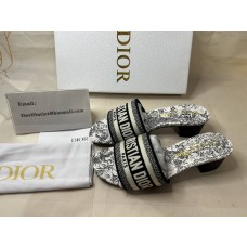 Christian Dior Bag Outlet For Sale Christian Dior Dway Heeled Slides Women Jardin d'Hiver Motif Canvas Black - Dior Bag Outlet Official