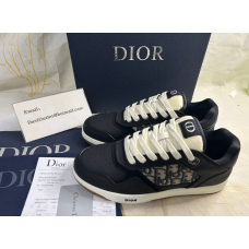 Dior B27 Low-Top Sneaker Black Smooth Calfskin with Beige and Black Dior Oblique Jacquard