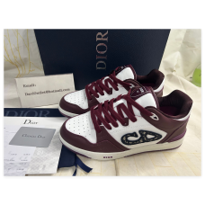 Dior B57 Dribble Low-Top Unisex Sneaker Burgundy and White Smooth Calfskin with Beige and Black