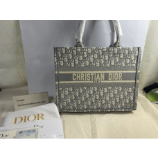 Dior Book Tote Gray Dior Oblique Embroidery