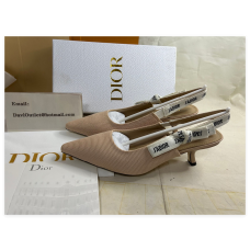Dior J''Adior Slingback Pumps 65mm Satin and Cotton Beige