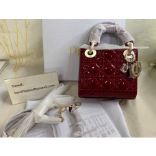 Dior Mini Lady Dior Bag Cherry Red Patent Cannage Calfskin