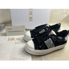 Dior Walk'n'Dior Platform Sneaker Black and White Fringed Cotton Canvas with Dior Graphique Motif